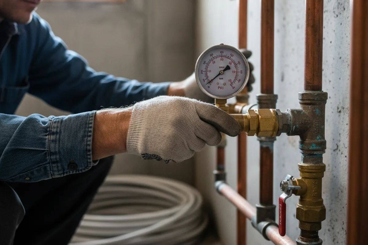 Pressure testing a repaired line during Water Line Repair in Sylvan Beach